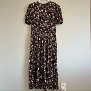Vintage Michelle Stuart Ruffle Sleeve Floral Maxi Dress Fit & Flare Peasant Sz L